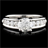 Solid Platinum 0.98ctw Diamond Ring