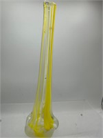 Hand blown yelllw art glass vase