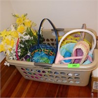 CLOTHES BASKET W, EASTER BASKETS, EGGS & FLOWERS