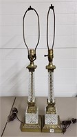 Pair of Crystal & Brass Table Lamps
