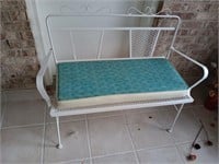 Vintage wrought iron. bench 40.5" wide very nice.