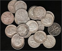 Roosevelt Dimes, 90% Silver (23) + (1) Canada