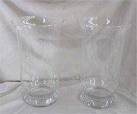 Pair of glass 8 X 14"H vases/candle hurricane