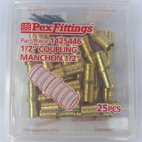 Pex Fittings 1/2" Coupling 25 pack NIB