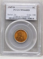 1947-S Lincoln Cent. MS66 Red PCGS.