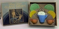 Akro Agate Glass Child's Tea Set In Original Box