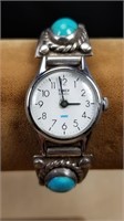 Timex Quartz Watch w/Silver & Turquoise Band