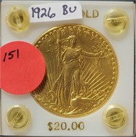 1926 BU ST. GAUDEN'S $20 GOLD COIN