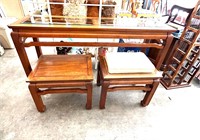 Asian Style Sofa Table with pair of stools