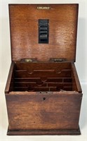 INTERESTING 1891 SOLID OAK LIFT TOP BOX - NEEDS