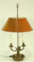 ANTIQUE BOUILLOTTE LAMP WITH TOLE SHADE