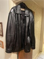 Mens Black Leather Coat (XL)