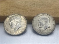TWO 1966 Kennedy Half Dollars 40% Silver 60%