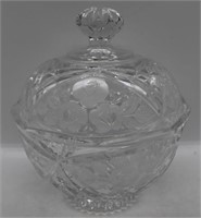 Etched Glass Candy Dish - 8" x 7"