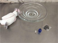 Heavy glass bowl and more