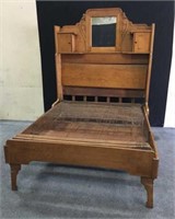 Carved Oak Murphy Bed w/ Mirror - Very Unique