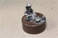 Cowboy Pewter on Wood Stand