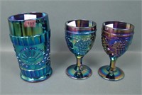 Three Piece LG Wright Purple Carnival Glass Lot