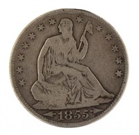 1855 "Arrows" Seated Liberty Silver Half Dollar