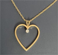 14kt Gold 20" Heart Diamond Necklace