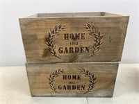 2 New Wooden Stamped Planter Boxes w/Liners