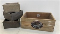 4 New Wooden Planter Boxes w/Liners 11.5" & 6x6"