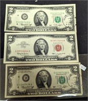 (1) $2 Real Seal Bill & (2) $1 Bills