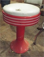 Vintage metal stool with cushion seat. Measures