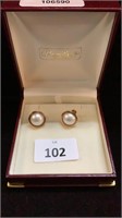 PAIR OF 9CT GOLD AND PEARL EARRINGS DESIGNED AND