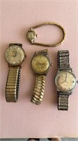 4 vintage wrist watches, three men’s watches,