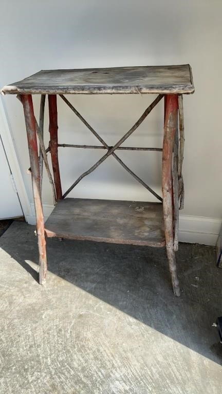 Antique cabin tree twig branch side table