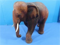 Carved Wooden Elephant w/Removable Tusks