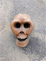Wooden Hand Carved Skull