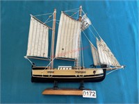 Smaller Wood Model Ship (Upstairs Dining room)