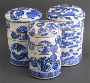 Japanese Porcelain Stacking Bento Boxes, 3