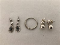 Sterling Silver Earrings and Ring