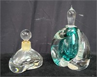 Pair of signed perfume bottles - Blodgett Glass