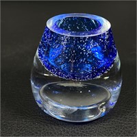 Cobalt Blue Art Glass Candle Holder