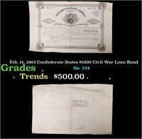 Feb. 11, 1863 Confederate States $1000 Civil War L