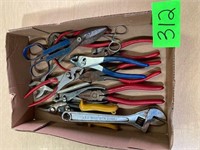 Pliers, Tin Snips and Adjustable Wrench