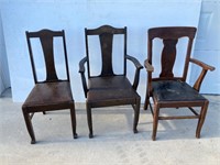 3 wood chairs.