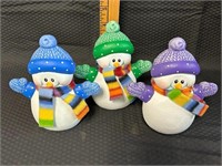3 Happy Ceramic Snowman