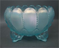 N'Wood Ice Blue Leaf & Beads Rose Bowl