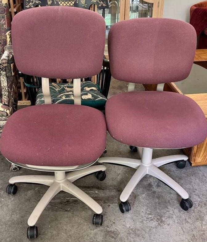 2 Upholstered Chairs with Rollers