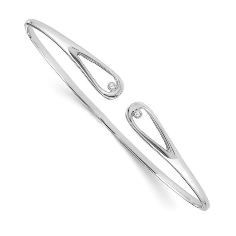 Sterling Silver Rhodium-plated Diamond Bangle