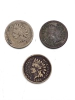 1859, 1863, 1863 Early Indian Head Cents