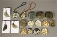 17 Assorted Jade Stone Pieces & Pendants