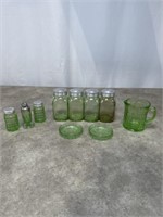 Green Depression Glass Salt and Pepper Shakers,
