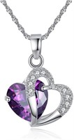 Heart .66ct Amethyst & White Sapphire Necklace