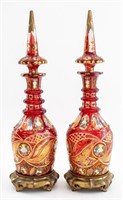 Bohemian Enameled and Gilt Cut Glass Flacons, 2